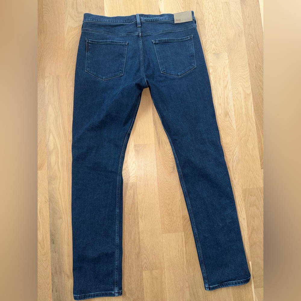 PAIGE Lennox Slim Fit Jeans Mens 34 Dark Wash Stretch Denim - Picture 2 of 8